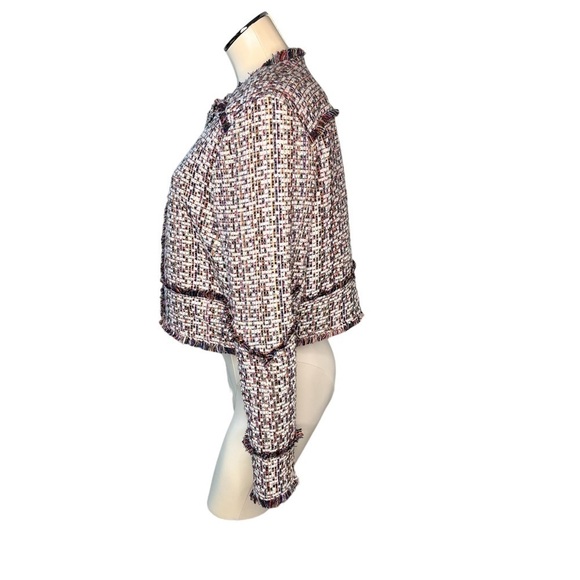 CAROLINA BELLE Montreal Crop Tweed Zip Front Multicolor Blazer Jacket Size L - Picture 5 of 16